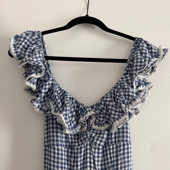 DOEN Sora Dress Blue Gingham M - Picture 3 of 7
